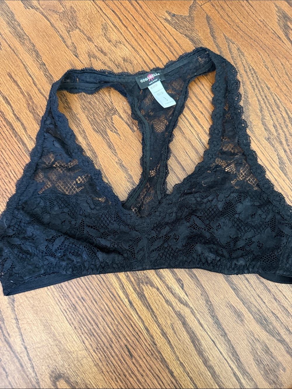 Cosabella Black Lace Racerback Bralette - Sheer Floral Design